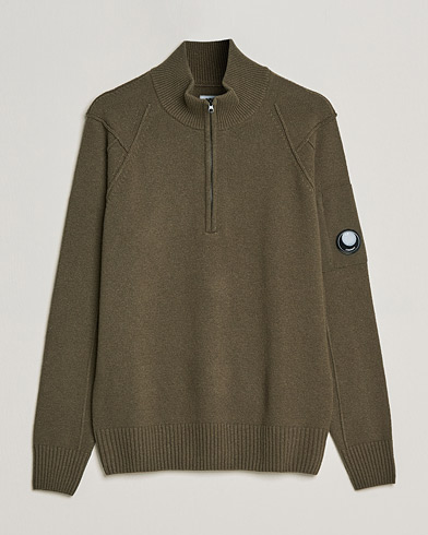 Men | Sweaters & Knitwear | C.P. Company | Lambswool Lens Half Zip Ivy Green