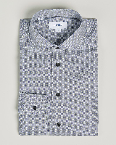Men | Business Shirts | Eton | Floral Print Cotton Tencel Flannel Shirt Navy