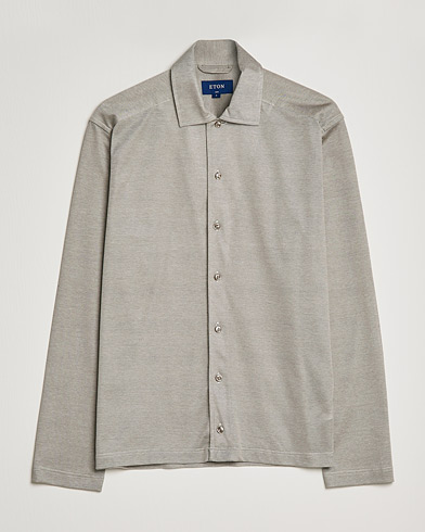 Men | Polo Shirts | Eton | Oxford Pique Shirt Light Grey
