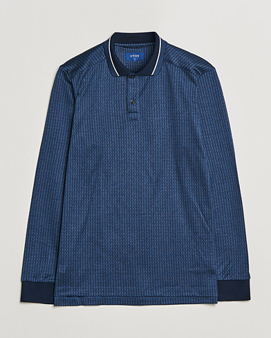 Men | Long Sleeve Polo Shirts | Eton | Jacuard Polo Shirt Navy
