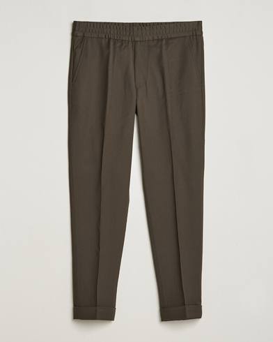 Men | Drawstring Trousers | Filippa K | Terry Wool Trouser Dark Forest Green