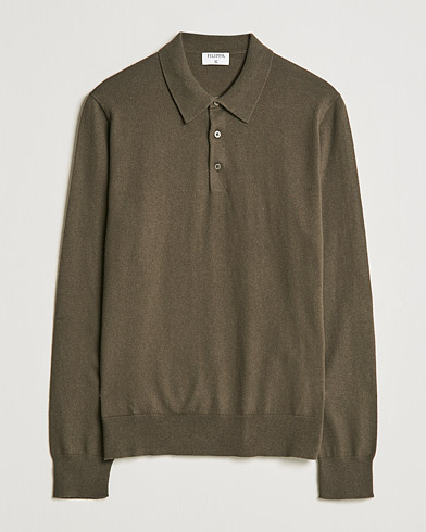 Men | Sweaters & Knitwear | Filippa K | Cotton Merino Knitted Poloshirt Dark Forest Green
