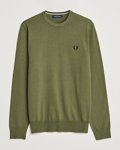 Men | Knitted Jumpers | Fred Perry | Classic Crew Neck Jumper Uniform Green