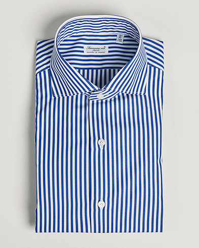 Men | Business Shirts | Finamore Napoli | Milano Slim Dress Shirt Blue Stripe