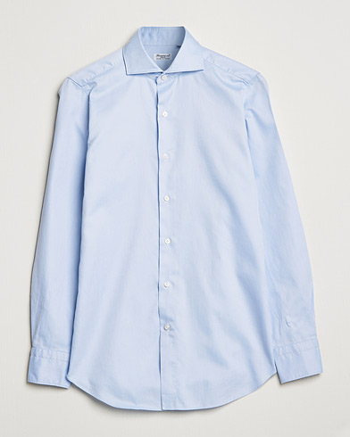 Men | Casual Shirts | Finamore Napoli | Milano Slim Washed Dress Shirt Light Blue