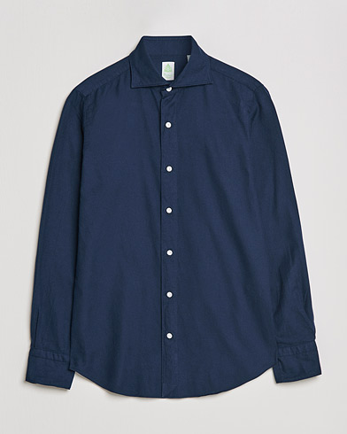 Men | Flannel Shirts | Finamore Napoli | Tokyo Slim Flannel Shirt Navy