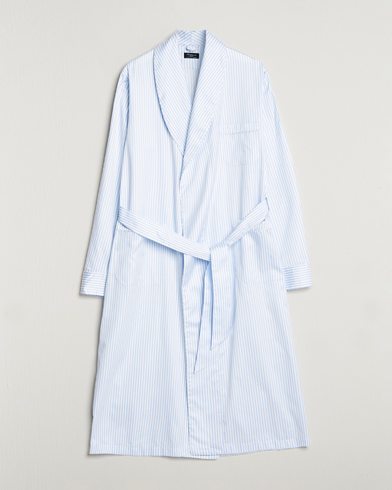Men | Robes | Finamore Napoli | Levante Popeline Robe Light Blue Stripe