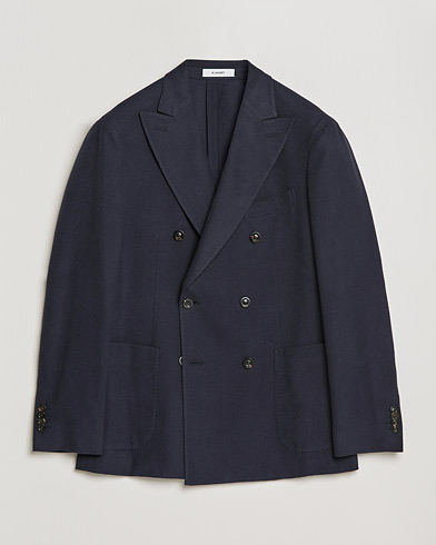 Men | Cotton Blazers | Boglioli | K Jacket Double Breasted Blazer Navy
