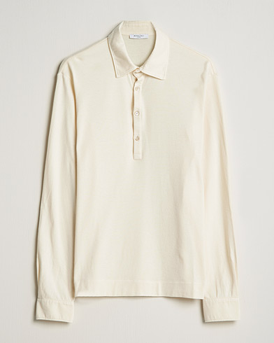 Men | Long Sleeve Polo Shirts | Boglioli | Long Sleeve Polo Shirt Off White