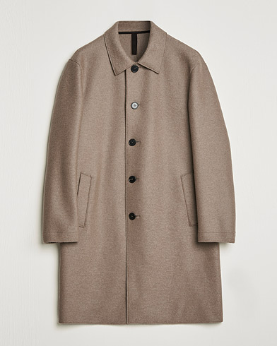 Men |  | Harris Wharf London | Pressed Wool Mac Coat Natural Taupe