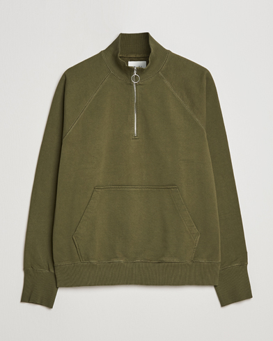 Men |  | Drake's | Quarter Zip Sweatshirt Green