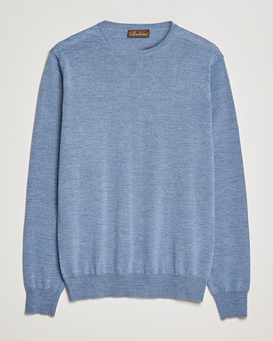 Men | Sweaters & Knitwear | Stenströms | Merino Crew Neck Light Blue