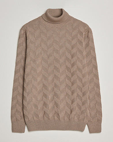 Men | Sweaters & Knitwear | Stenströms | Chunky Merino Structured Rollneck Camel