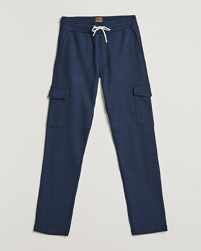 Men | Trousers | Stenströms | Cotton Jersey Cargo Pants Navy