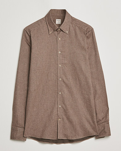 Men | Flannel Shirts | Stenströms | Slimline Flannel Shirt Brown