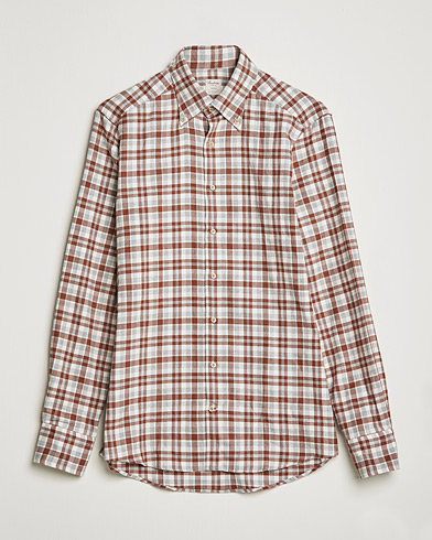 Men | Shirts | Stenströms | Slimline Checked Flannel Shirt Red/White