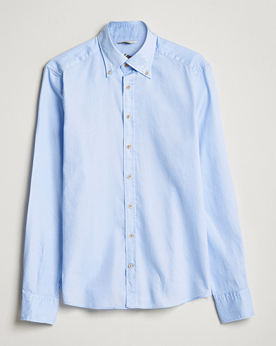 Men | Shirts | Stenströms | Slimline Button Down Printed Oxford Shirt Light Blue