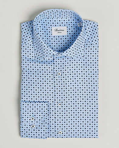 Men |  | Stenströms | Slimline Cut Away Printed Shirt Blue
