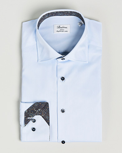 Men | Shirts | Stenströms | Slimline Cut Away Contrast Shirt Blue