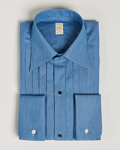 Men | Dress Shirts | Stenströms | 1899 Slimline Denim Tuxedo Shirt Blue