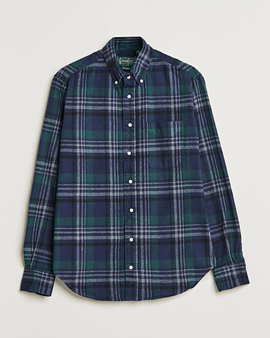 Men | Flannel Shirts | Gitman Vintage | Button Down Shaggy Flannel Shirt Blackwatch Check