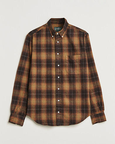 Men | Flannel Shirts | Gitman Vintage | Button Down Shaggy Flannel Shirt Brown Check