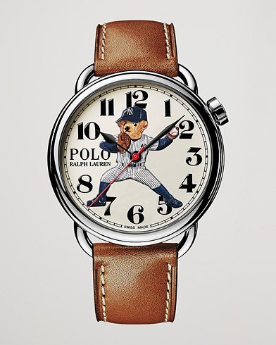 Men | Leather strap | Polo Ralph Lauren | 42mm Automatic Yankee Bear White Dial 