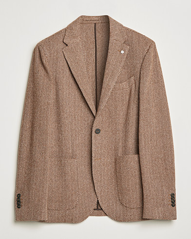 Men | Wool Blazers | L.B.M. 1911 | Jack Herringbone Wool Blazer Brown