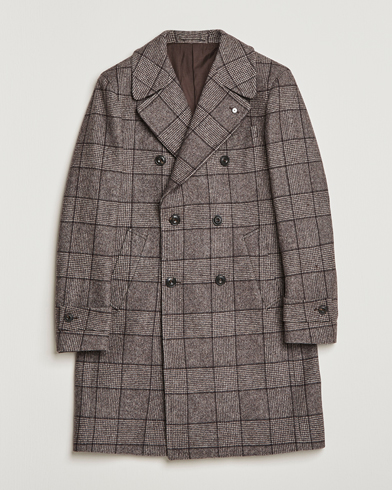 Men | Coats | L.B.M. 1911 | Double Breasted Checked Wool Coat Brown