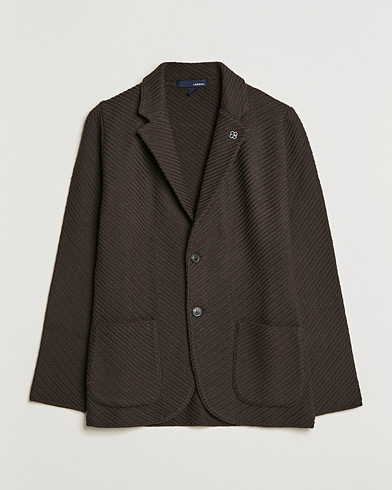 Men |  | Lardini | Structured Knitted Wool Blazer Dark Brown