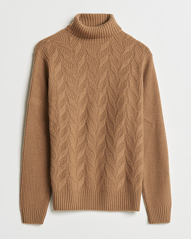 Men | Sweaters & Knitwear | Oscar Jacobson | Samir Wool/Cashmere Cable Rollneck Beige