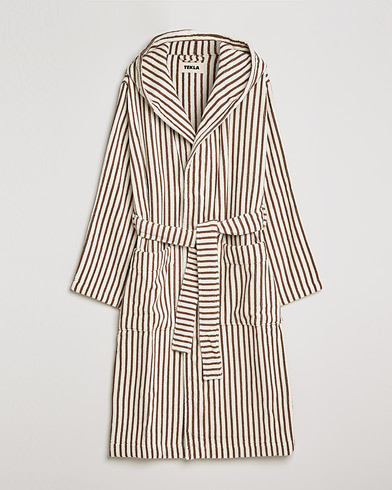 Men | Robes | Tekla | Organic Terry Hooded Bathrobe Kodiak Stripes