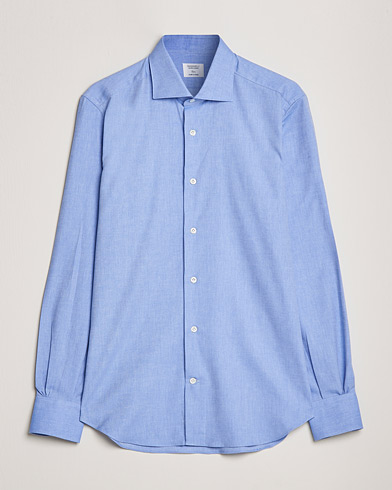 Men |  | Mazzarelli | Soft Twill Cotton Shirt Light Blue