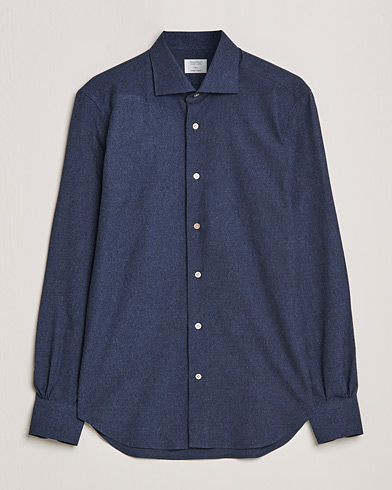 Men | Flannel Shirts | Mazzarelli | Soft Flannel Shirt Navy