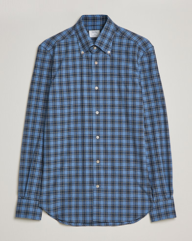 Men | Flannel Shirts | Mazzarelli | Soft Flannel Shirt Dark Blue