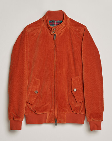 Men | Lightweight Jackets | Baracuta | G9 Padded Corduroy Harrington Jacket Dark Orange