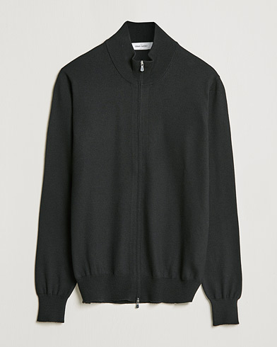 Men | Sweaters & Knitwear | Gran Sasso | Merino Fashion Fit Full Zip Black