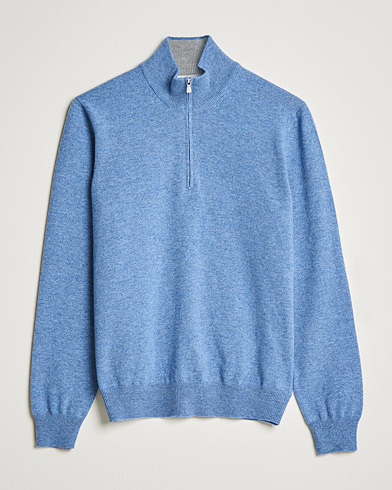 Men | Sweaters & Knitwear | Gran Sasso | Wool/Cashmere Half Zip Light Blue