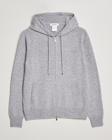 Men | Sweaters & Knitwear | Gran Sasso | Full Zip Wool Hoodie Light Grey