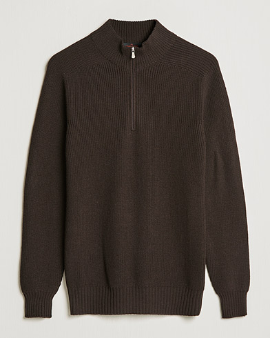 Men | Sweaters & Knitwear | Gran Sasso | Rainwool Half Zip Brown