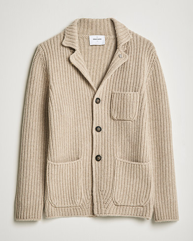 Men |  | Gran Sasso | Heavy Wool Knitted Blazer Cardigan Beige
