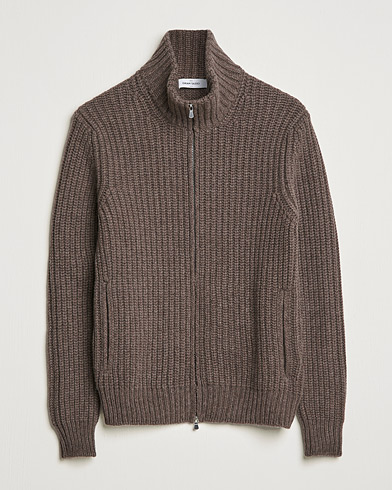 Men | Sweaters & Knitwear | Gran Sasso | Heavy Wool/Cashmere Full Zip Brown
