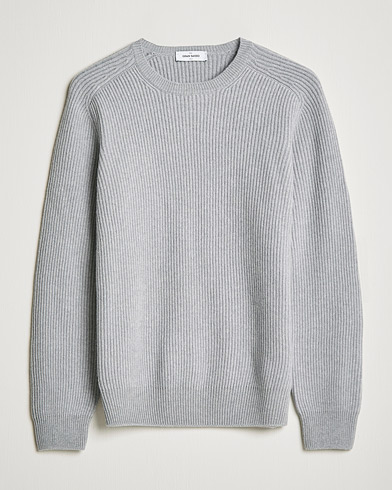 Men |  | Gran Sasso | Knitted Wool/Cashmere Structure Crewneck Light grey