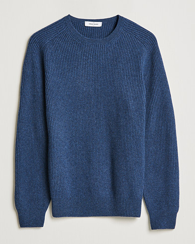 Men | Sweaters & Knitwear | Gran Sasso | Knitted Wool/Cashmere Structure Crewneck Navy