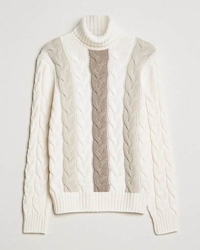 Men | Italian Department | Gran Sasso | Cable Knitted Wool Rollneck Off White