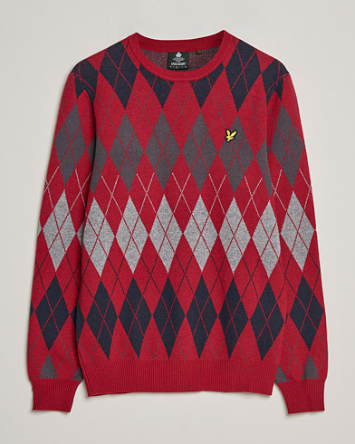 Men | Sweaters & Knitwear | Lyle & Scott | British Argyle Crew Neck Tunnel Red