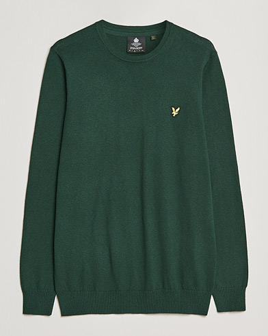 Men | Sweaters & Knitwear | Lyle & Scott | Crew Neck Cotton/Merino Jumper Dark Green