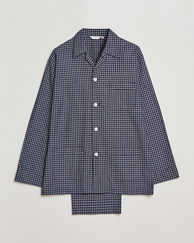 Men | Loungewear | Derek Rose | Checked Cotton Pyjama Set Navy