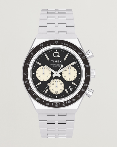 Men | Stainless steel strap | Timex | Q Chronograph 40mm Black Dial