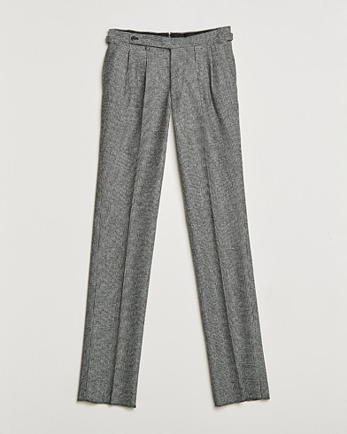 Men | Trousers | Beams F | Pleated Flannel Trousers Grey Check